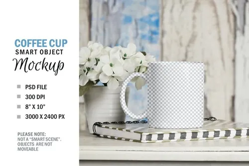 桌面上的咖啡杯马克杯样机 Coffee Cup Mug Mockup on Table Top