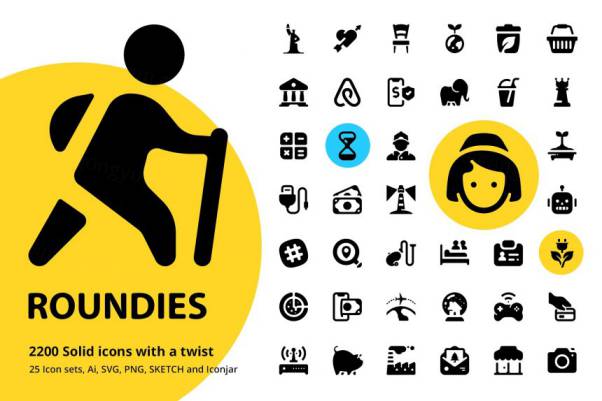 圆形实体图标 Roundies 2200 Solid Icons