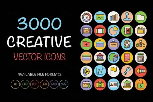 彩色创意圆形矢量图标合集 3000 Creative Vector Icons