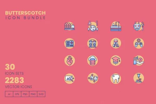2283枚好用的多功能彩色图标套装 ICONS - BUTTERSCOTCH B
