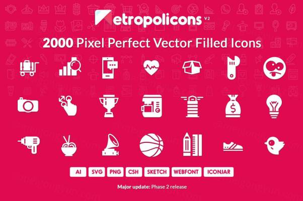 完美像素填充图标 2000 Filled Icons Set Metropoli