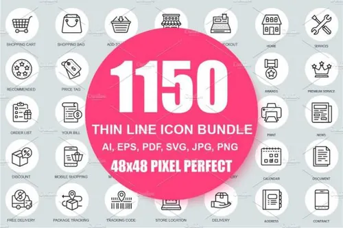 实用线型图标合集 Alex Line Icons Bundle