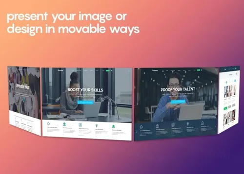 透视角度的电脑屏幕网页amp;amp;PPT样机（PSD）