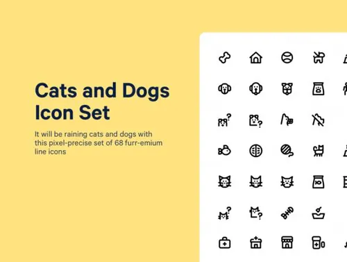 猫狗相关的元素图标套装Cats  Dogs Icon Set