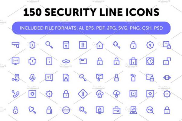 150个安全图标 150 Security Line Icons