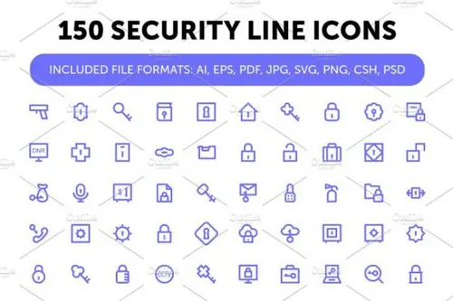 150个安全图标 150 Security Line Icons