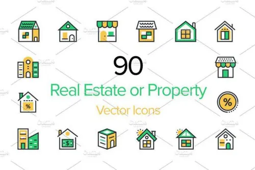 90个房地产或财产图标 90 Real Estate or Property I