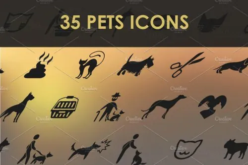 可爱的宠物图标集 Set of pets icons
