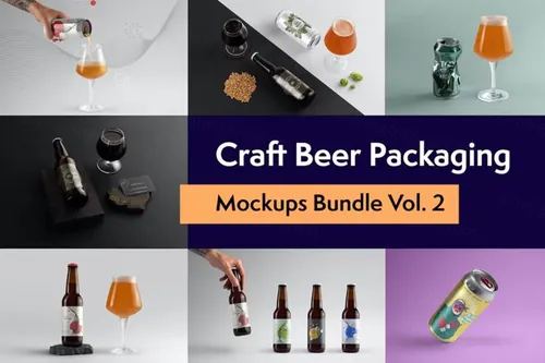 高质量啤酒饮料品牌包装设计贴图展示样机PSD模板 Craft