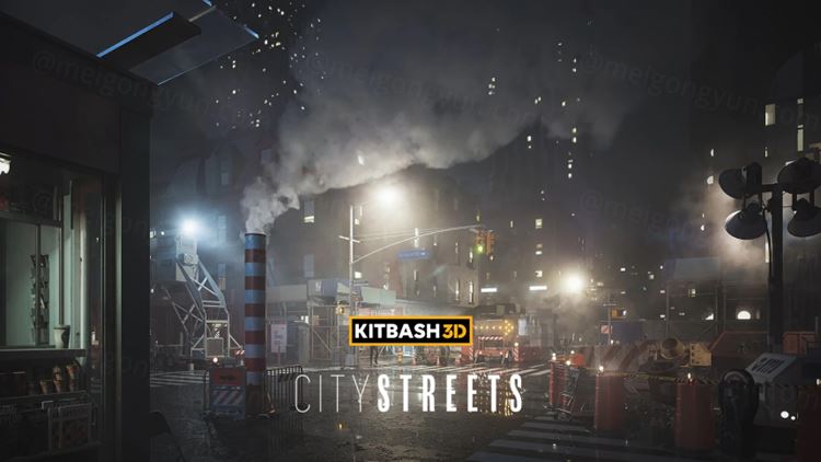 高质量现代都市街道公共设施基础建设高楼建筑3D模型素材合辑