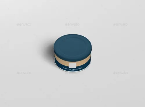 迷你圆形锡罐食品包装设计提案PSD样机模板 Tin Can Mockup Round Mini