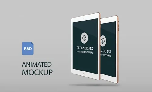 iPad模型PSD贴图模板Animated iPad Air 2 PSD Mockup – Front Perspective