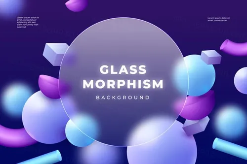 抽象立体几何图形透明磨砂毛玻璃抽象矢量背景素材