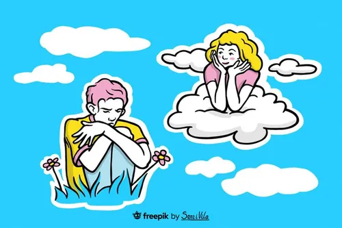 高质量婚礼情人节七夕三八妇女节做白日梦幻想爱情主题创意插画E