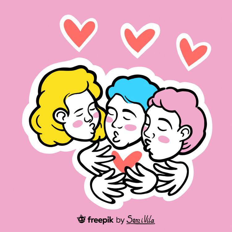 高质量婚礼情人节七夕三八妇女节多角恋三角恋爱情主题创意插画E