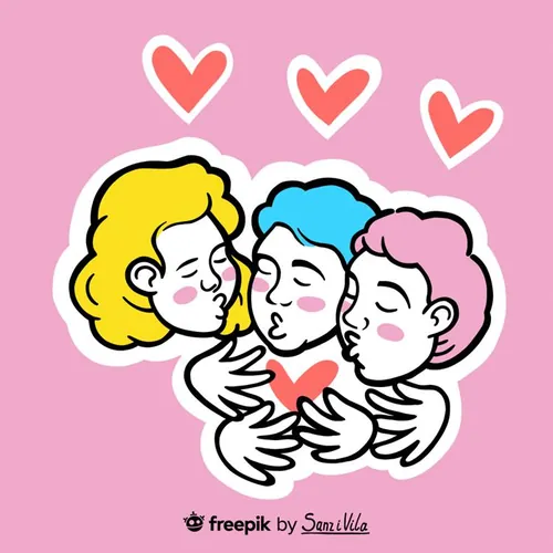 高质量婚礼情人节七夕三八妇女节多角恋三角恋爱情主题创意插画E