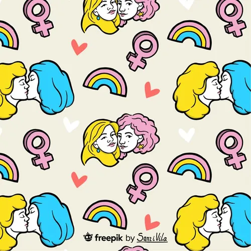 高质量婚礼情人节七夕女同性恋爱情主题创意插画图案EPS矢量素