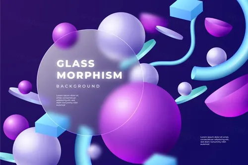 抽象立体几何图形透明磨砂毛玻璃抽象矢量背景素材