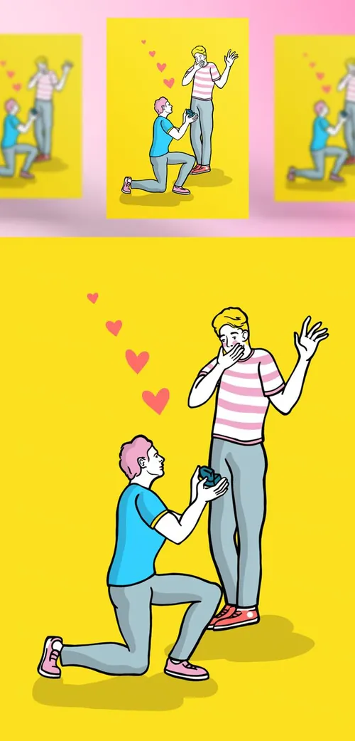 高质量婚礼情人节七夕男同性恋爱情主题创意插画EPS矢量素材