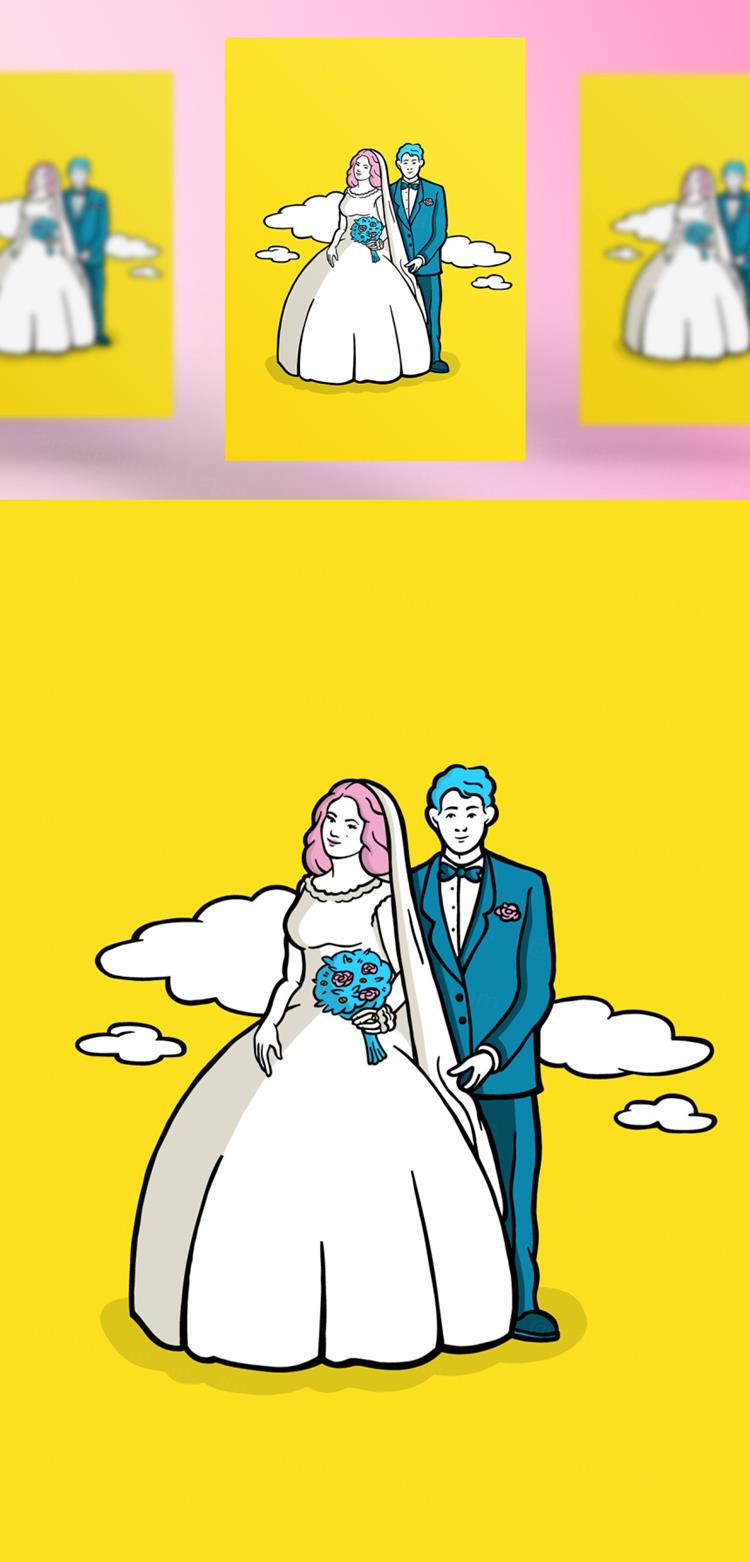 高质量浪漫婚礼情人节七夕爱情主题创意插画EPS矢量素材