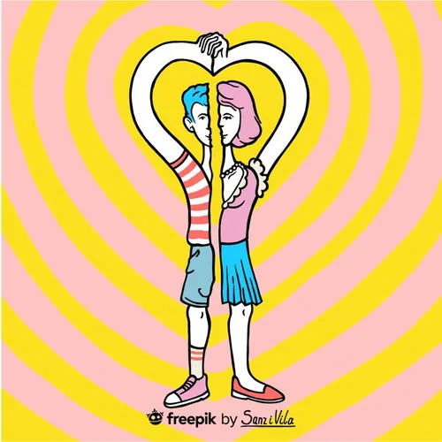 高质量婚礼情人节七夕男孩女孩爱情主题创意插画EPS矢量素材