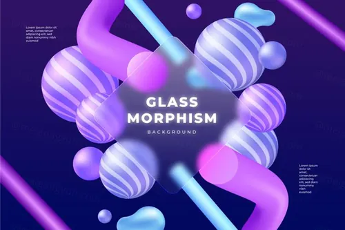 抽象立体几何图形透明磨砂毛玻璃抽象矢量背景素材