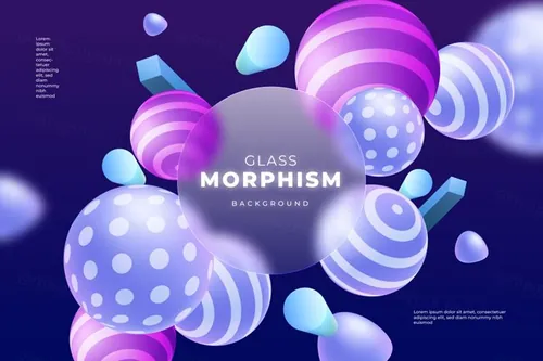 抽象立体几何图形透明磨砂毛玻璃抽象矢量背景素材