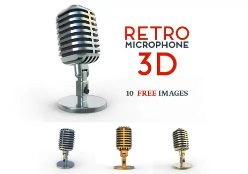 麦克风高清图片Old Microphone 3D 设计元素