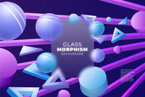 抽象立体几何图形透明磨砂毛玻璃抽象矢量背景素材