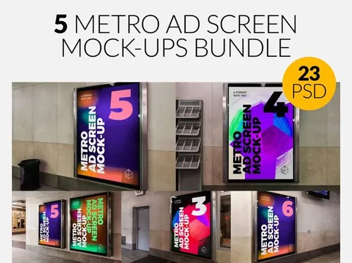 地铁地下广告灯箱效果图展示样机集