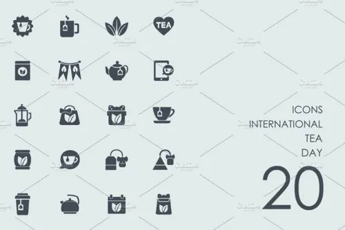 国际茶节日图标 International tea day icons