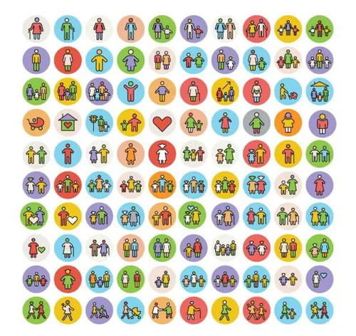 100个家庭图标集 100 Family Icons Set