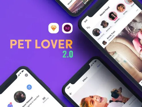 漂亮的宠物爱好者新社交网络APP应用UI工具包 Pet Lover 2.0 So