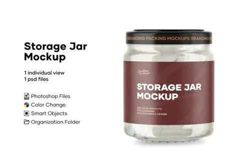 蘑菇酱玻璃罐标签设计样机