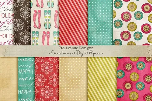 12张圣诞节高清纹理图案背景元素Christmas Papers