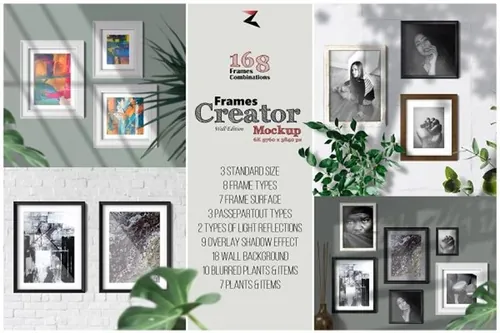 6K分辨率海报作品框架样机模板（壁挂版）