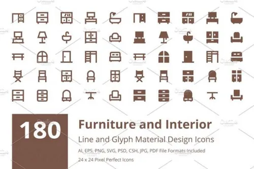 180个家具材质设计图标 180 Furniture Material Desi