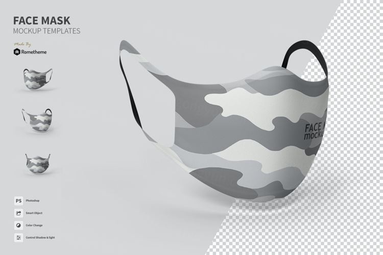时尚口罩面料设计展示样机（PSD）