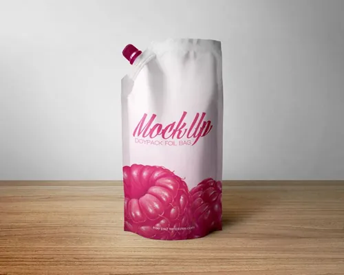 饮料包装模型PSD贴图模板Doypack Foil Bag Mock-up in PSD