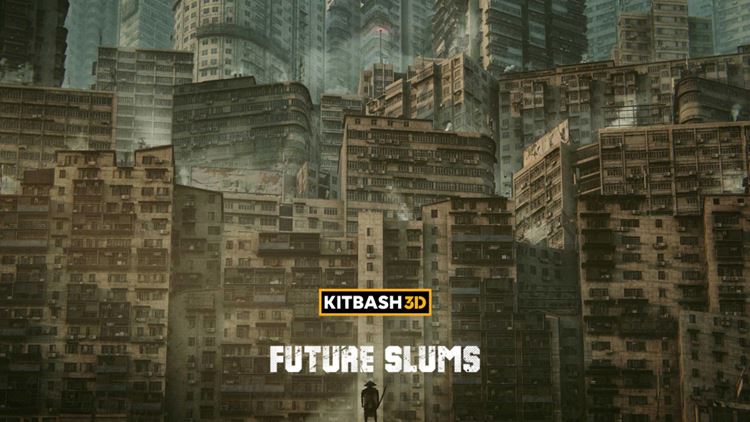 未来末日战争科幻九龙寨贫民窟楼房建筑群场景3D模型素材 Ki