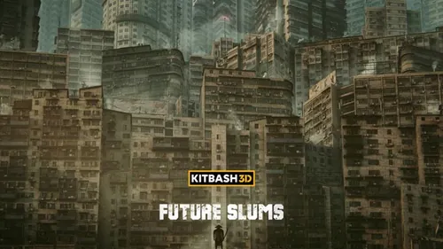 未来末日战争科幻九龙寨贫民窟楼房建筑群场景3D模型素材 Ki