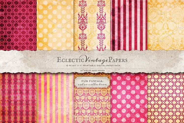 复古图案无缝背景Printable Papers - Fun Fuchsia