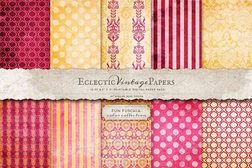 复古图案无缝背景Printable Papers - Fun Fuchsia