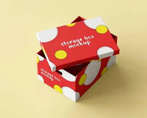 家用储物盒纸盒包装设计贴图品牌提案样机PSD模板 Storage box mockup