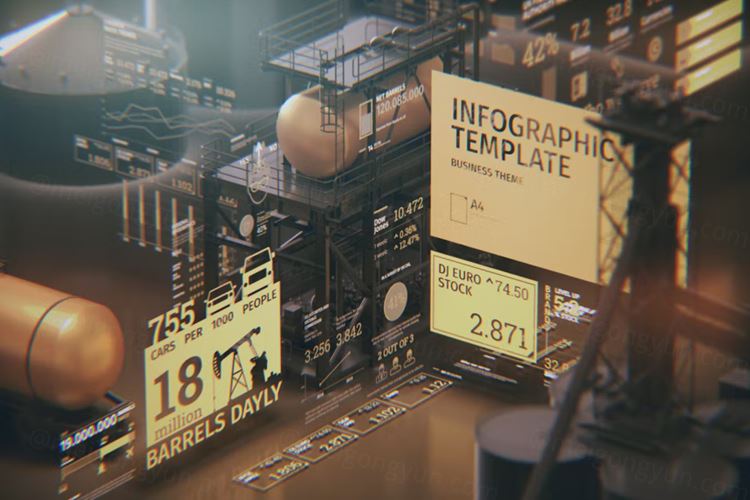 高质量工业制造业商业信息图表矢量插图素材 Business