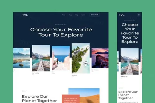 旅行响应网站着陆页模板下载(FIG,SKETCH,XD)