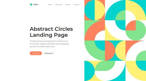 包豪斯风格的抽象圆圈着陆页UI模板