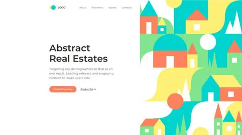 抽象形状房地产着陆页UI