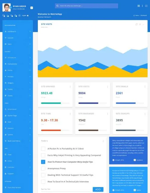 App后台仪表盘管理UI模板（PSD）