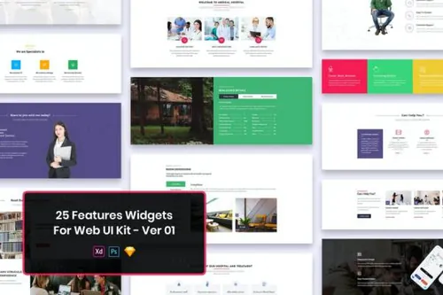 功能小部件Web UI Kit Ver-PSD，SKETCH，XD